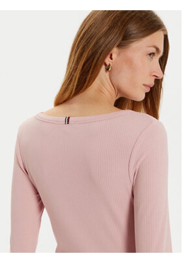 TOMMY HILFIGER - Tommy Hilfiger Bluzka WW0WW38869 Różowy Slim Fit. Kolor: różowy. Materiał: wiskoza