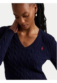 Polo Ralph Lauren Sweter 211971866003 Granatowy Slim Fit. Typ kołnierza: polo. Kolor: niebieski. Materiał: wełna #3