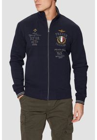 Aeronautica Militare - AERONAUTICA MILITARE Granatowa bluza męska Color-block, Rozmiar XL. Kolor: niebieski. Wzór: nadruk #1