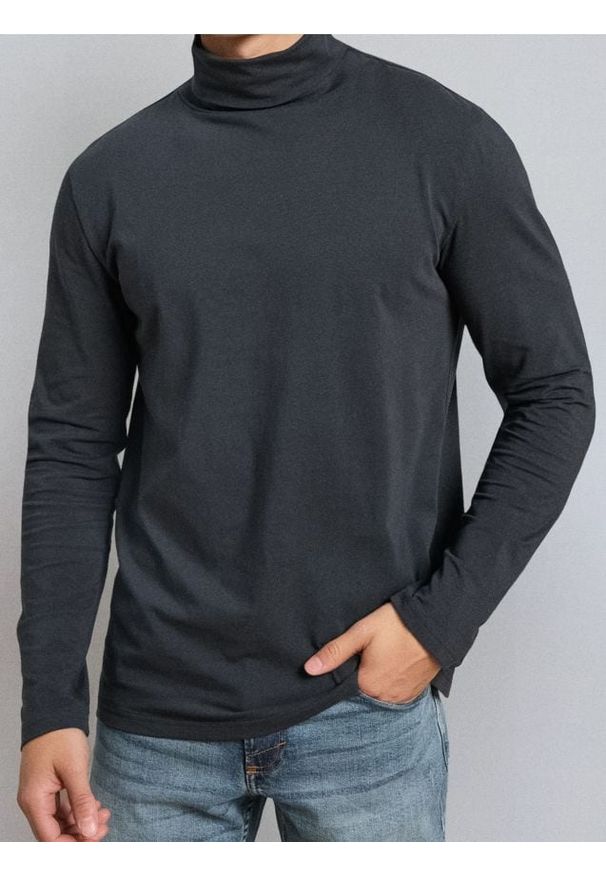 Sinsay - Bawełniany golf basic - niebieski. Typ kołnierza: golf. Kolor: niebieski. Materiał: bawełna