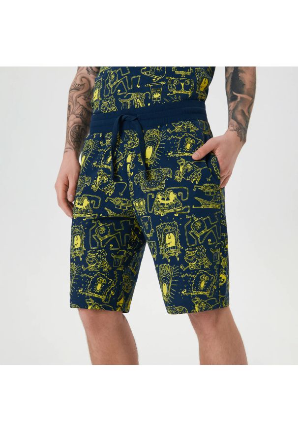 Sinsay - Szorty SpongeBob - Granatowy. Kolor: niebieski