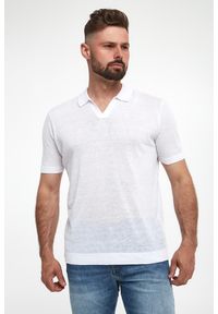Karl Lagerfeld - Polo męskie lniane KARL LAGERFELD. Typ kołnierza: polo. Materiał: len