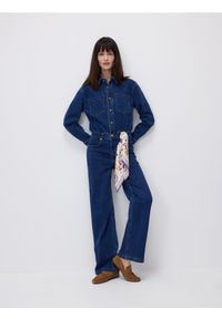 Reserved - Jeansowy kombinezon - granatowy. Kolor: niebieski. Materiał: jeans #1