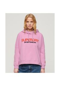 Superdry - Luźna bluza z kapturem z logo odzieży sportowej.. Typ kołnierza: kaptur. Kolor: niebieski. Materiał: bawełna #1
