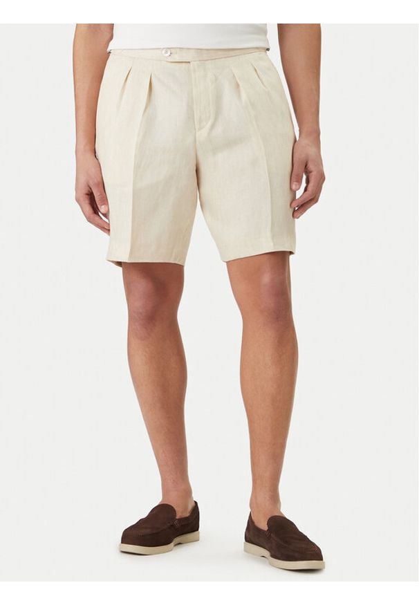 BOSS Szorty materiałowe H-Perin 50561858 Beżowy Tapered Fit. Kolor: beżowy. Materiał: len