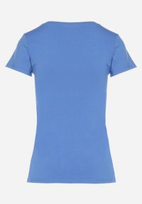 Born2be - Niebieski T-shirt z Bawełny z Dekoltem w Serek Liniviela. Okazja: na co dzień. Typ kołnierza: dekolt w serek. Kolor: niebieski. Materiał: bawełna. Styl: casual #7