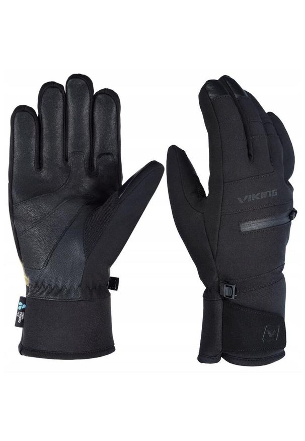 Rękawice narciarskie męskie Viking Kuruk 2.0. Kolor: czarny. Materiał: skóra. Technologia: Primaloft. Sezon: zima. Sport: narciarstwo