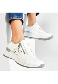 Rieker Sneakersy N4322-80 Biały. Kolor: biały. Materiał: skóra #9