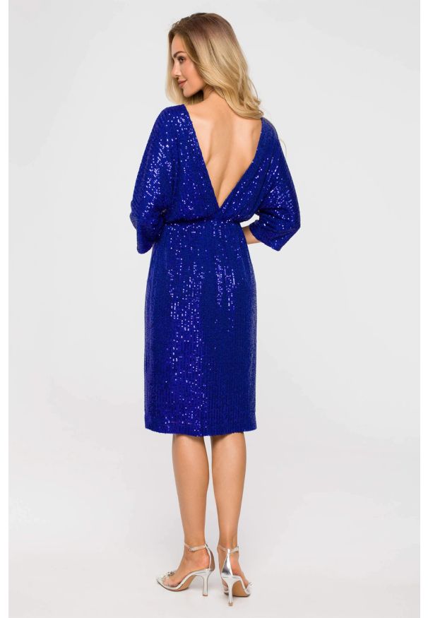 Sukienki.shop - Sukienka cekinowa błyszcząca z dekoltem V na plecach chaber. Okazja: na imprezę, na sylwestra. Styl: wizytowy