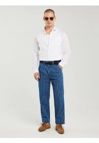 Big-Star - Jeansy męskie loose w prążek granatowe Temir 540. Okazja: na co dzień. Stan: podwyższony. Kolor: niebieski. Wzór: prążki. Styl: elegancki, casual, klasyczny #5