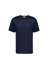 GANT - Koszulka męska Gant Linen Ss T-shirt lniany. Kolor: niebieski. Materiał: len