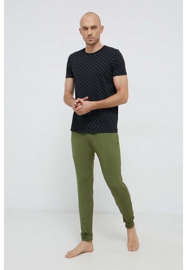 Ted Baker Spodnie piżamowe męskie kolor zielony gładka. Kolor: zielony. Materiał: dzianina. Wzór: gładki