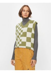 Vans Sweter Courtyard Checker Sweater Vest VN000F6WBD41 Zielony Regular Fit. Kolor: zielony. Materiał: bawełna