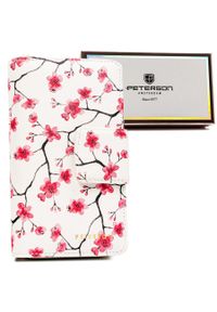 Portfel w kwiaty Peterson PTN 76116-F8 biały. Kolor: biały. Wzór: kwiaty. Materiał: skórzane