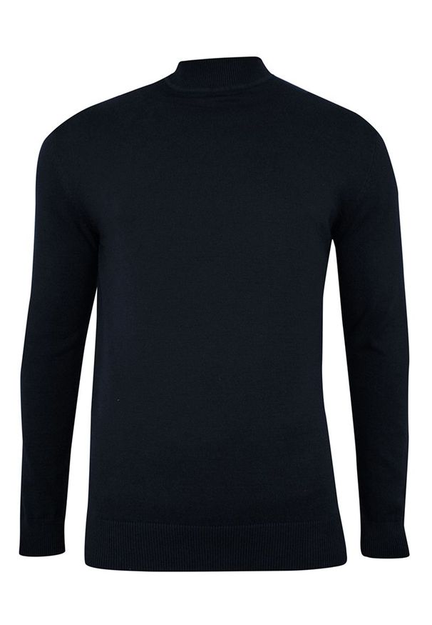 Półgolf Ciemny Granatowy Bawełniany, Prosty Krój, Klasyczny, Męski -Brave Soul. Kolor: niebieski. Materiał: bawełna. Sezon: zima, jesień. Styl: klasyczny