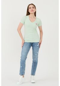 Guess - GUESS Miętowy damski t-shirt Mini Triangle Tee, Rozmiar M. Kolor: zielony #3