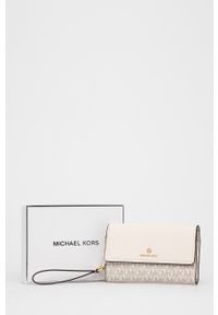 MICHAEL Michael Kors portfel damski kolor beżowy. Kolor: beżowy. Materiał: materiał #4