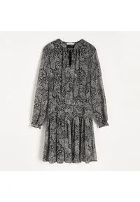 Reserved - Szyfonowa sukienka mini - Czarny. Kolor: czarny. Materiał: szyfon. Długość: mini #1