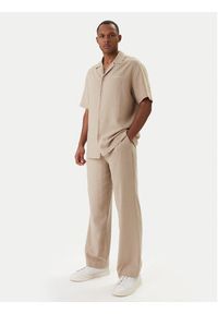 Emporio Armani Spodnie materiałowe EM000586 AF20590 U6213 Beżowy Regular Fit. Kolor: beżowy. Materiał: wiskoza #4