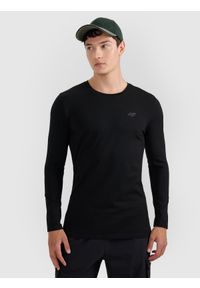 4f - 4F Longsleeve slim gładki męski - czarny XXL. Kolor: czarny. Materiał: materiał. Długość rękawa: długi rękaw. Długość: długie. Wzór: gładki #1