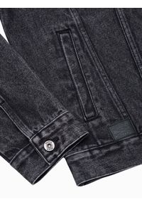 Ombre Clothing - Kurtka męska jeansowa C525 - czarna/biała - XXL. Kolor: czarny. Materiał: jeans. Wzór: nadruk. Styl: klasyczny #9