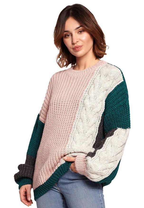 BE Knit - Oryginalny kolorowy sweter. Okazja: na co dzień. Materiał: akryl. Wzór: kolorowy. Styl: casual