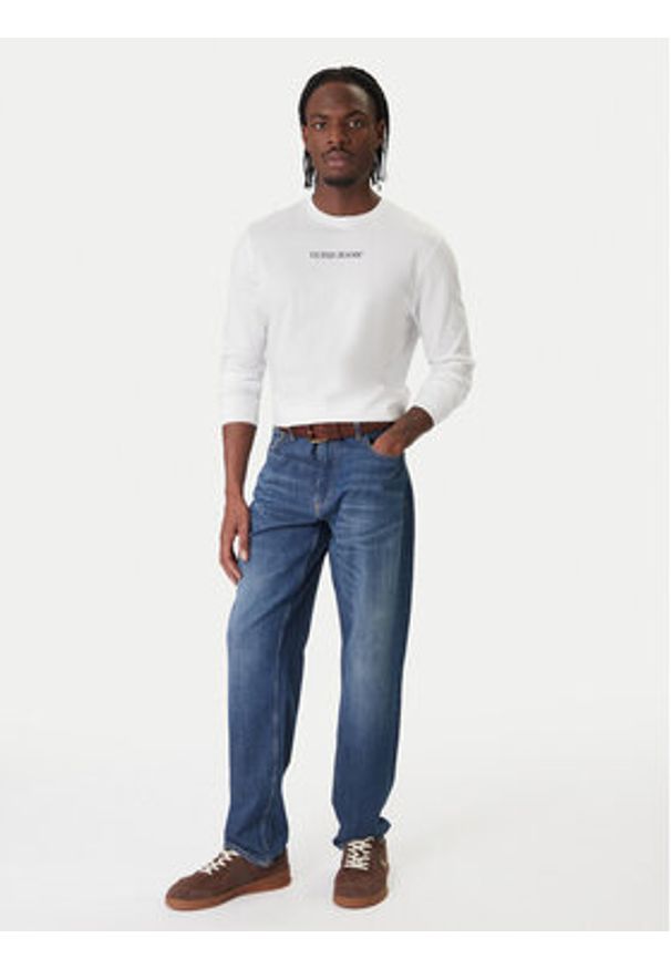 Guess Jeans Longsleeve M5RI84 K8HM0 Biały Regular Fit. Kolor: biały. Materiał: bawełna. Długość rękawa: długi rękaw