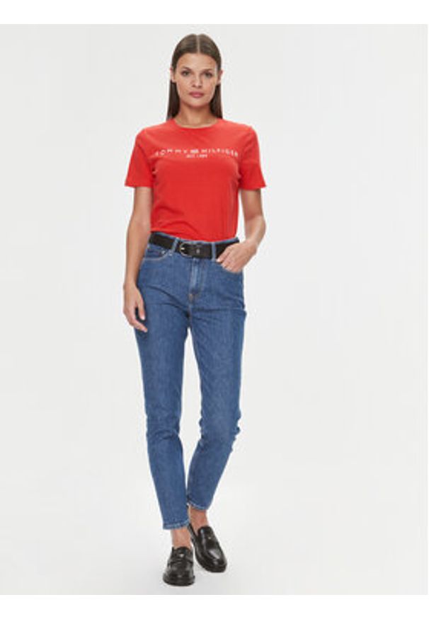 TOMMY HILFIGER - Tommy Hilfiger T-Shirt Logo WW0WW40276 Pomarańczowy Regular Fit. Kolor: pomarańczowy. Materiał: bawełna