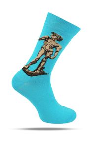 His Story - Skarpetki Bawełniane - Tematyczne - Rzeźba na Niebieskim Tle. Kolor: niebieski. Materiał: elastan, bawełna, poliamid #1