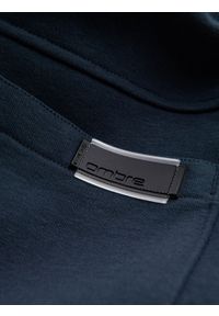 Ombre Clothing - Bawełniane męskie spodnie dresowe joggery BASIC – granatowe V1 OM-PABS-0174 - XXL. Okazja: na co dzień. Kolor: niebieski. Materiał: bawełna, dresówka. Wzór: aplikacja. Styl: sportowy, elegancki, casual #8