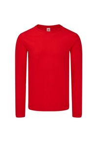 FRUIT OF THE LOOM - Kultowa Koszulka Z Długim Rękawem Unisex Dla Dorosłych. Kolor: czerwony. Długość rękawa: długi rękaw. Długość: długie