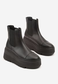 Born2be - Czarne Botki Sztyblety Vices na Koturnie Redvire. Kolor: czarny. Materiał: jeans. Szerokość cholewki: normalna. Obcas: na koturnie. Styl: klasyczny #5