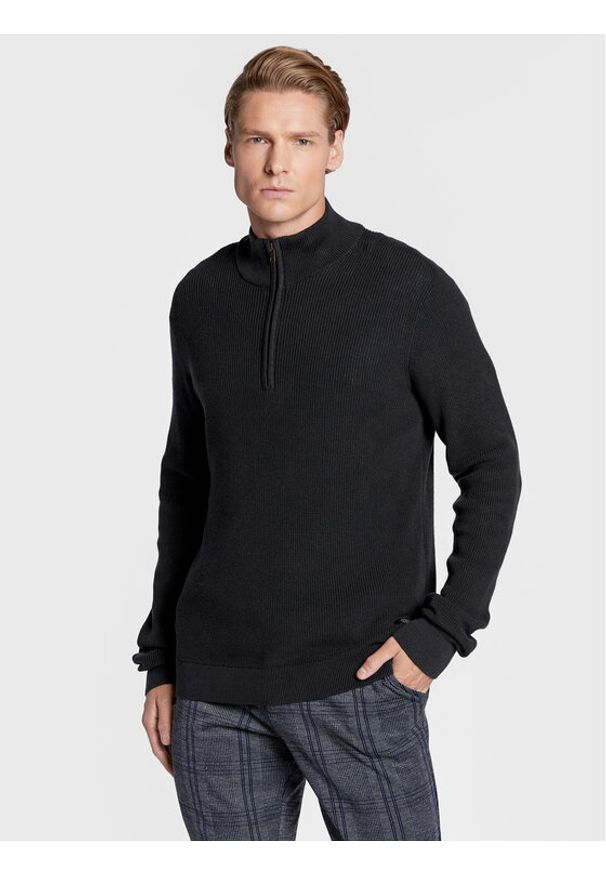 Blend Sweter 20714337 Czarny Regular Fit. Kolor: czarny. Materiał: bawełna