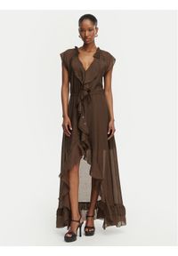 Guess Sukienka koktajlowa W6GK87 W2111 Brązowy ciemny Regular Fit. Kolor: brązowy. Materiał: wiskoza, lyocell. Styl: wizytowy #1