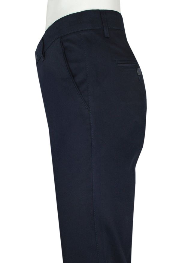 Quickside - Spodnie Męskie Chinos z Elastanem, Zwężana Nogawka -QUICKSIDE - Ciemy Granat. Materiał: wiskoza, poliester, elastan. Sezon: lato