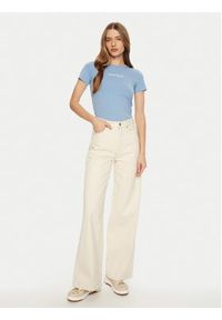 Guess Jeans T-Shirt W4YI01 J1314 Błękitny Regular Fit. Kolor: niebieski. Materiał: bawełna #4