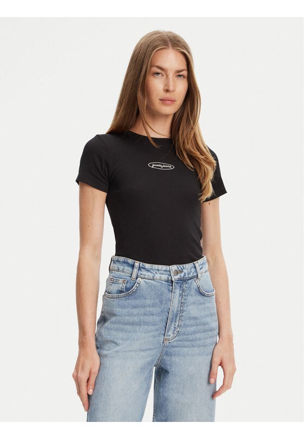 Guess Jeans T-Shirt W5YP37 KA0H1 Czarny Slim Fit. Kolor: czarny. Materiał: bawełna