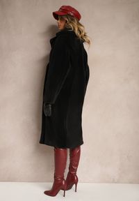 Renee - Czarny Dwurzędowy Płaszcz z Futerkiem Zelirra. Okazja: na co dzień. Kolor: czarny. Materiał: futro. Sezon: zima, jesień. Styl: elegancki, casual #4