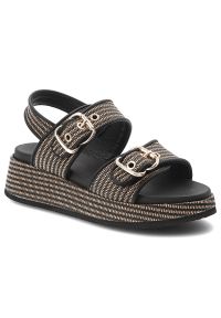 Sandały damskie Artiker, cholewka z materiału tekstylnego pasek wokół pięty z regulacją na rzep, brązowe, 58C1741. Zapięcie: rzepy. Kolor: brązowy. Materiał: materiał #1