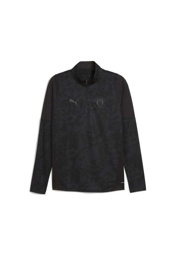 Puma - Męska bluza treningowa FC St. Pauli z zamkiem 1/4 PUMA Black Flat Dark Gray. Kolor: czarny. Sport: piłka nożna