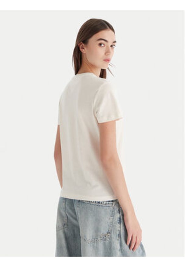 Tommy Jeans T-Shirt Linear DW0DW21964 Écru Regular Fit. Materiał: bawełna