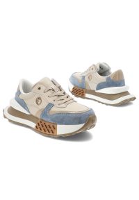 Beżowo-Niebieskie Sneakersy Filippo Stylowe Obuwie Damskie. Kolor: beżowy. Materiał: materiał #4