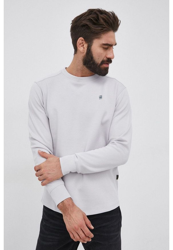 G-Star RAW - G-Star Raw Bluza męska kolor szary gładka. Okazja: na co dzień. Kolor: szary. Materiał: włókno, materiał, dzianina. Wzór: gładki. Styl: casual