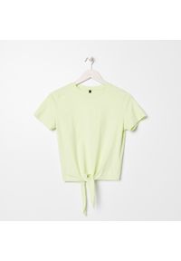 Sinsay - Koszulka z wiązaniem - Zielony. Kolor: zielony #1
