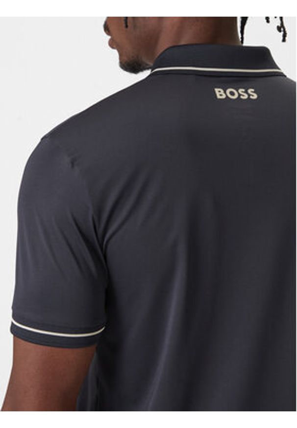 BOSS Polo Paul Pro 50506203 Granatowy Slim Fit. Typ kołnierza: polo. Kolor: niebieski. Materiał: syntetyk