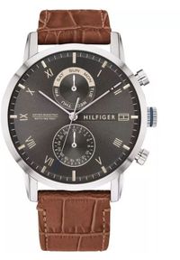 TOMMY HILFIGER - Zegarek Tommy Hilfiger Męski Zegarek Kane 1710398 Klasyka Srebra, Brązu i Czerni. Kolor: brązowy #1