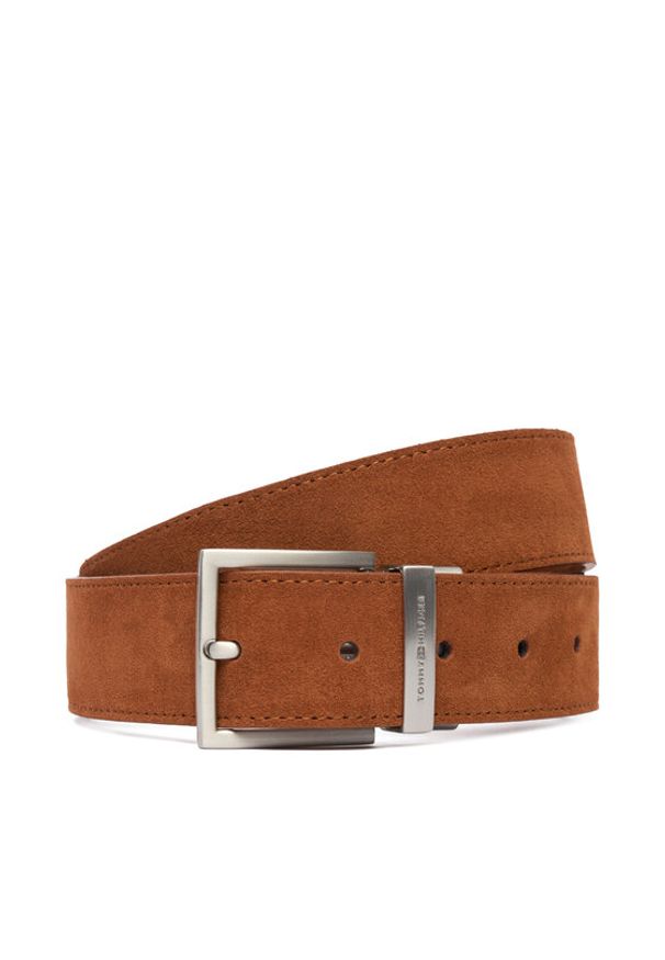 TOMMY HILFIGER - Tommy Hilfiger Pasek Męski Hudson Rev 3.5 AM0AM13945 Brązowy. Kolor: brązowy. Materiał: skóra