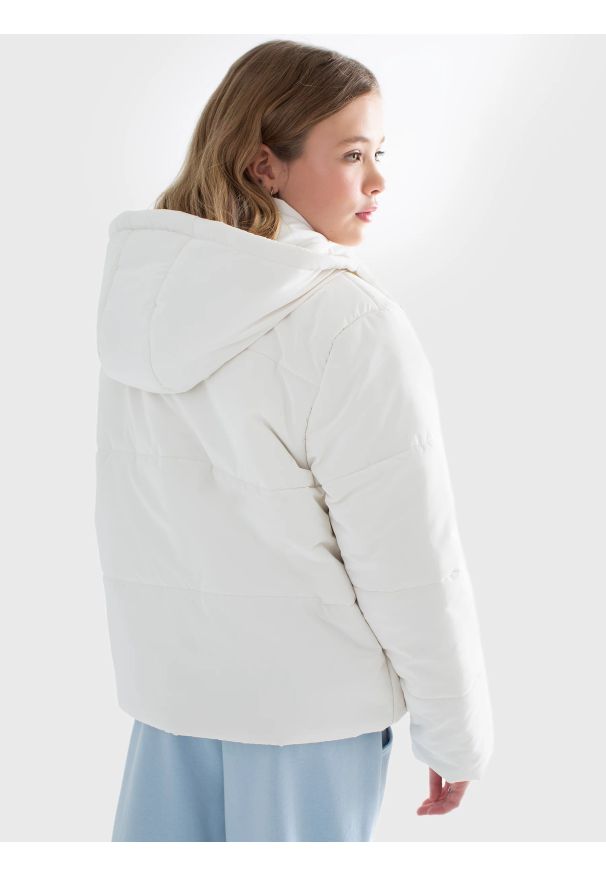 Big-Star - Kurtka dziewczęca pikowana z odpinanym kapturem biała Lucina 100. Kolor: biały. Styl: elegancki, młodzieżowy