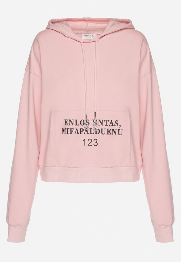 Born2be - Różowa Casualowa Bluza z Kapturem i Kieszonką Zelotia. Okazja: na co dzień. Typ kołnierza: kaptur. Kolor: różowy. Materiał: jeans. Styl: casual