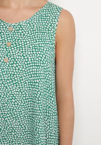 Born2be - Zielona Bawełniana Rozkloszowana Sukienka Ozdobiona Kwiatami i Guzikami Lisavella. Okazja: na spacer, na co dzień. Kolor: zielony. Materiał: bawełna. Wzór: kwiaty, aplikacja. Sezon: lato. Styl: elegancki, casual, klasyczny #7